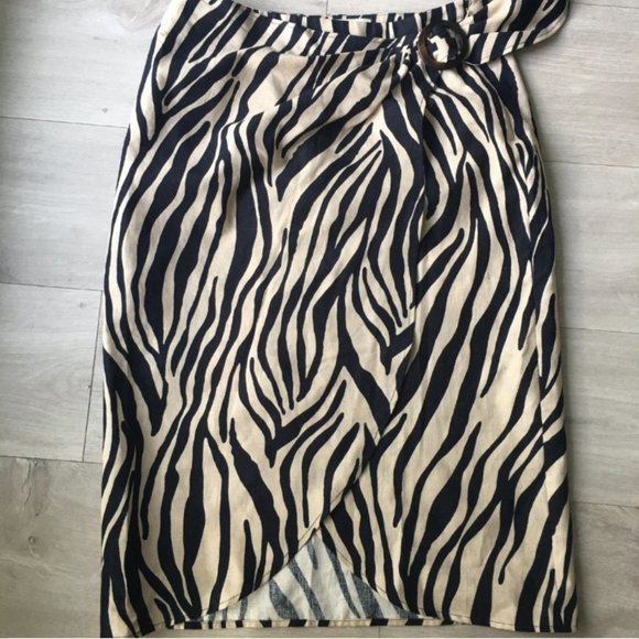 Sezane Black and Tan Zebra Print Midi Skirt - Picture 2 of 9